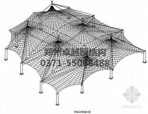 設計圖中可以看出索膜結構一般由膜材、索結構、支架結構三部分組成