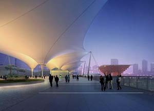 上海世博會世博軸也應用了膜結(jié)構(gòu)技術